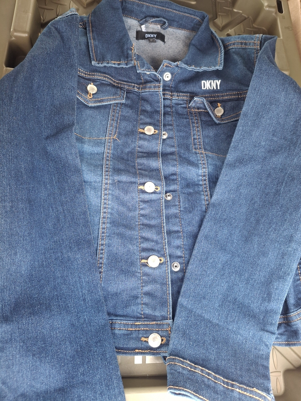 DKNY Girls Blue Denim Jean Jacket with Button Front